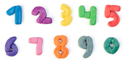 Colorful plasticine digits isolated on a white backgroundの写真素材