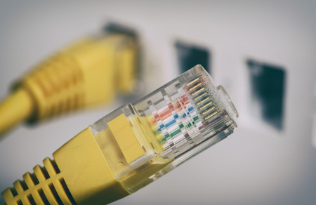 macro of ethernet cable and network connector