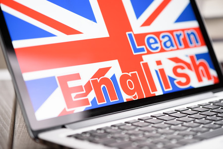 study english online concept. Laptop computerの写真素材