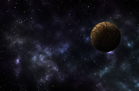 Universe scene with planets, stars and galaxies in outer space