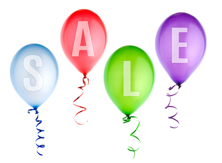 air balloons sale. Isolated on white backgroundの写真素材