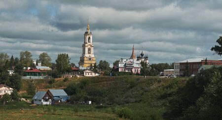 Suzdal, RUSSIA - July 29, 2018: panorama of town with Reverend bell towerのeditorial素材