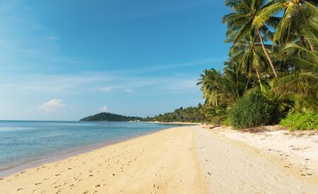 Beautiful beach with white sand and blue ocean