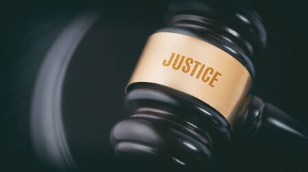 Symbols of the law. Judge gavel closeup