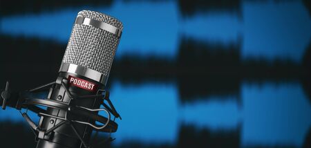 Studio microphone for recording podcasts close upの写真素材