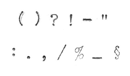 punctuation marks from typewriter. Vintage font isolated on white backgroundの写真素材