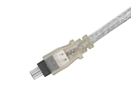 IEEE 1394 or FireWire cable isolated on white background with clipping pathの写真素材