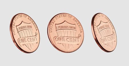 american one cent bronze coin isolated with clipping path