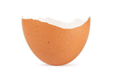 broken crack egg shell isolated on white background