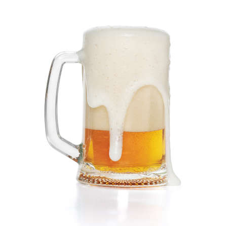 mug of beer isolated on white background with clipping pathの写真素材