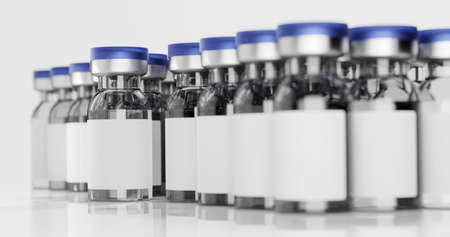 mockup of vial with vaccine isolated on white background. 3d illustration