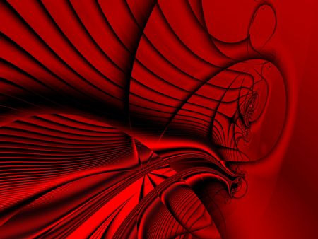 Black curved net on red background, computer-generated fractal imageの写真素材