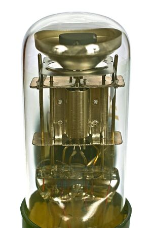 Indicator radio tube macro. Isolated image on white backgroundの写真素材