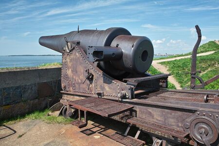 Historical fortress cannon, the early 20th century. Sweaborg fortress, Finland