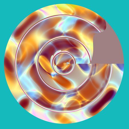 Abstract psychedelic multicolored glass disc. Isolated object. Computer generated fractal
