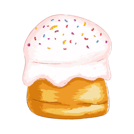 Easter baked goods. Easter cake. Vector illustration of Easter baked goods decorated with icing and confectionery sprinkles. Festive baked goodのイラスト素材