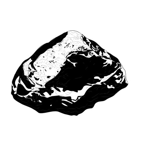 Detailed shape of natural gold nugget. Vector illustration of a gold nugget with a natural uneven shape and a shiny surface. Mining, investment in precious metals, jewelryのイラスト素材