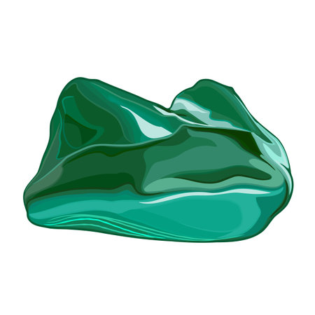 Natural untreated malachite gem. Vector illustration of green malachite ornamental stone with rich color and shine.のイラスト素材