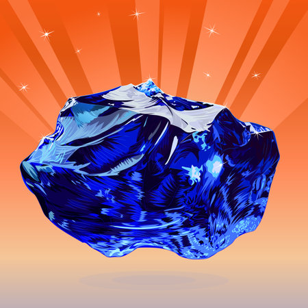 Natural rough sapphire gemstone. Vector illustration of stunning uncut gemstone sapphire, renowned for its deep, royal blue color and exceptional clarity.のイラスト素材