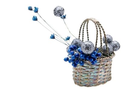 metal decorative basket isolated on whiteの写真素材