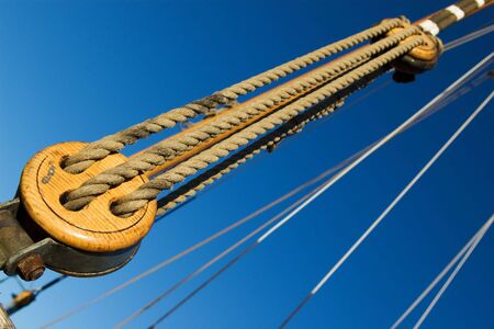 part of the old sail ship riggingの写真素材