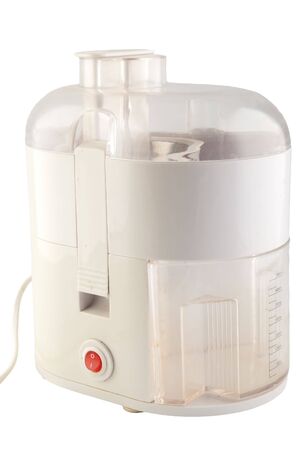 used  kitchen juicer isolated on whiteの写真素材