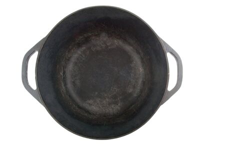opened cast iron saucepan from the topの写真素材