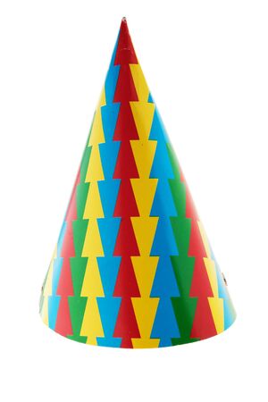 cone shaped party hat on whiteの写真素材