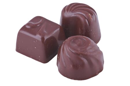 assorted chocolate sweets  isolated on whiteの写真素材