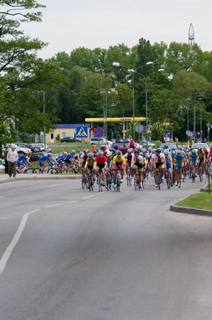 KLAIPEDA, LITHUANIA  26/05/2012: International junior bicycle race Auksines kopos 2012 (Golden Dunes 2012) のeditorial素材