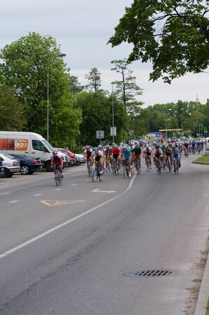 KLAIPEDA, LITHUANIA  26/05/2012: International junior bicycle race Auksines kopos 2012 (Golden Dunes 2012) のeditorial素材