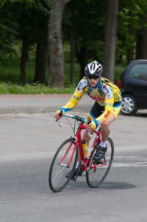 KLAIPEDA, LITHUANIA  26/05/2012: International junior bicycle race Auksines kopos 2012 (Golden Dunes 2012) のeditorial素材