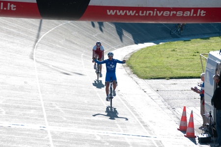 KLAIPEDA, LITHUANIA  26/05/2012: International junior bicycle race Auksines kopos 2012 (Golden Dunes 2012)のeditorial素材