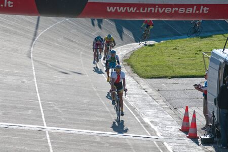 KLAIPEDA, LITHUANIA  26/05/2012: International junior bicycle race Auksines kopos 2012 (Golden Dunes 2012)のeditorial素材