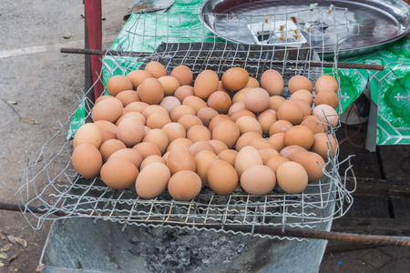 Grill eggs at market,Thailand.の写真素材