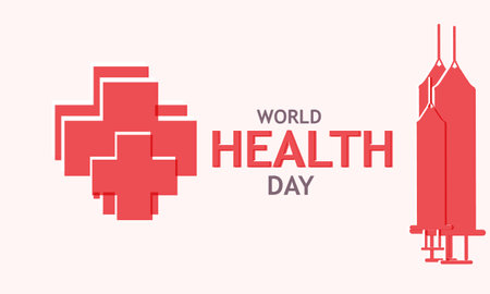 World Health Day is a global health awareness day.Template for background, banner, card, posterのイラスト素材