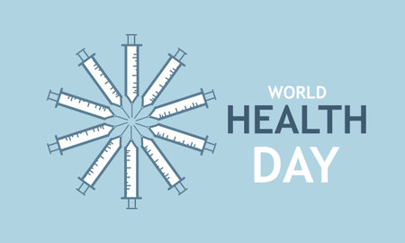 World Health Day is a global health awareness day.Template for background, banner, card, posterのイラスト素材