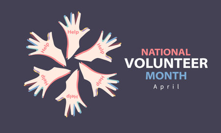April is National Volunteer Month.  Template for background, banner, card, posterのイラスト素材
