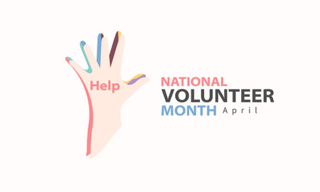 April is National Volunteer Month.  Template for background, banner, card, posterのイラスト素材