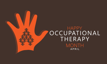 April is National Occupational Therapy Month.  Template for background, banner, card, posterのイラスト素材