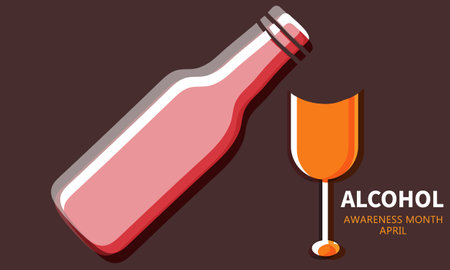 Alcoholic drink. Vector illustration of a bottle and a glass.のイラスト素材