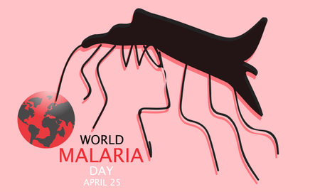 World Malaria Day. Template for background, banner, card, posterのイラスト素材