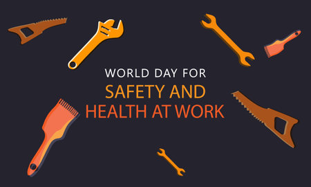 world day for safety and health at work. Template for background, banner, card, posterのイラスト素材