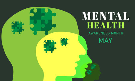 Mental Health Awareness Month May. Template for background, banner, card, posterのイラスト素材