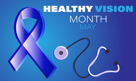 Healthy Vision month is observed each year in May. Template for background, banner, card, poster. Vector illustration.のイラスト素材