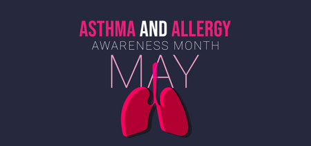 National asthma and allergy awareness month may. template  background, banner, card, poster. vector illustration.のイラスト素材
