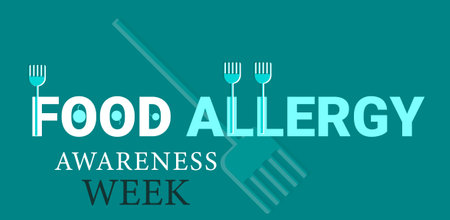 May is Food Allergy awareness week. Template for background, banner, card, poster. Vector illustration.のイラスト素材