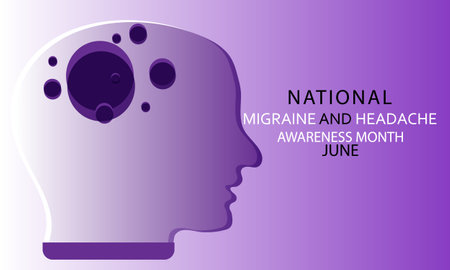 National Migraine and headache awareness month june. background, banner, card, poster, template. Vector illustration.のイラスト素材