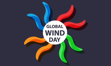 Global wind day. background, banner, card, poster, template. Vector illustration.のイラスト素材