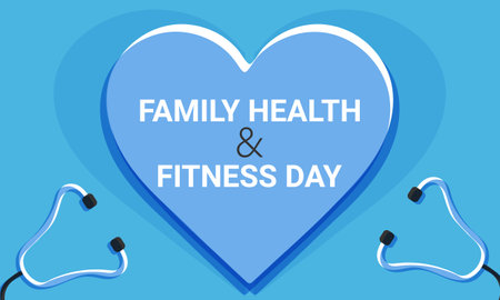National Family health and fitness day. background, banner, card, poster, template. Vector illustration.のイラスト素材